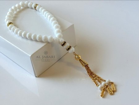 مسابح - سبح كرستال زجاج 33 حبة ( ابيض )